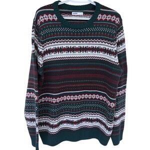 Sonoma Colorful Crewneck Sweater Large Womens Knit Christmas Fair Isle Striped